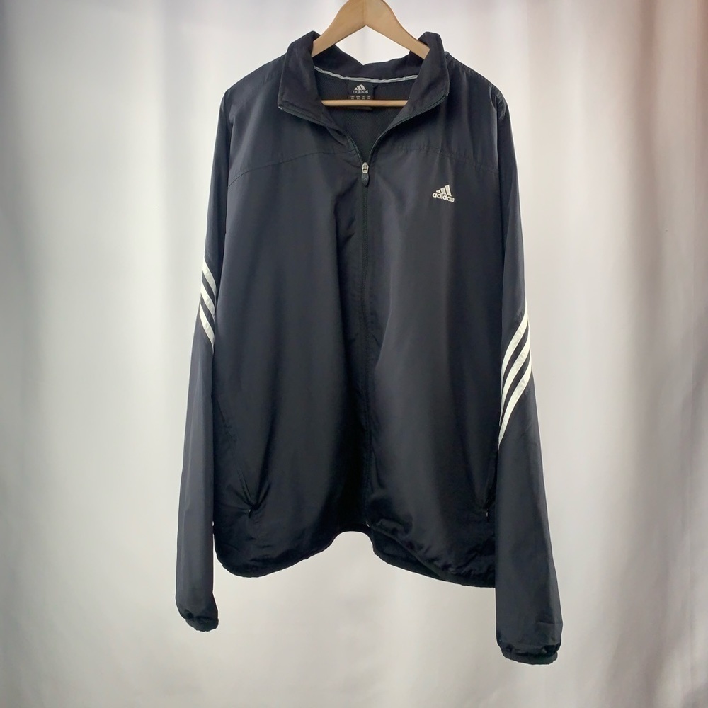 Vintage Y2k Adidas Windbreaker Full Zip Jacket In Black White Size 2xl